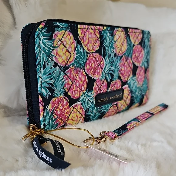 New! Simply Southern Pineapple Print Wallet - Black and Pink - Picture 7 of 8